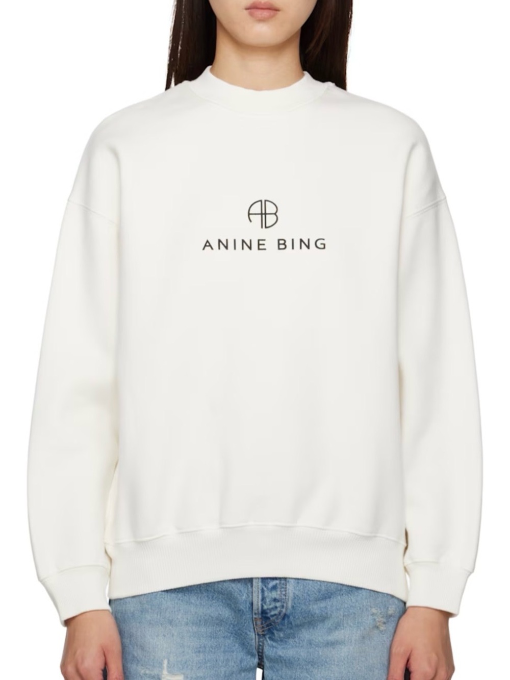 Anine Bing Off-White Jaci Monogram Sweatshirt